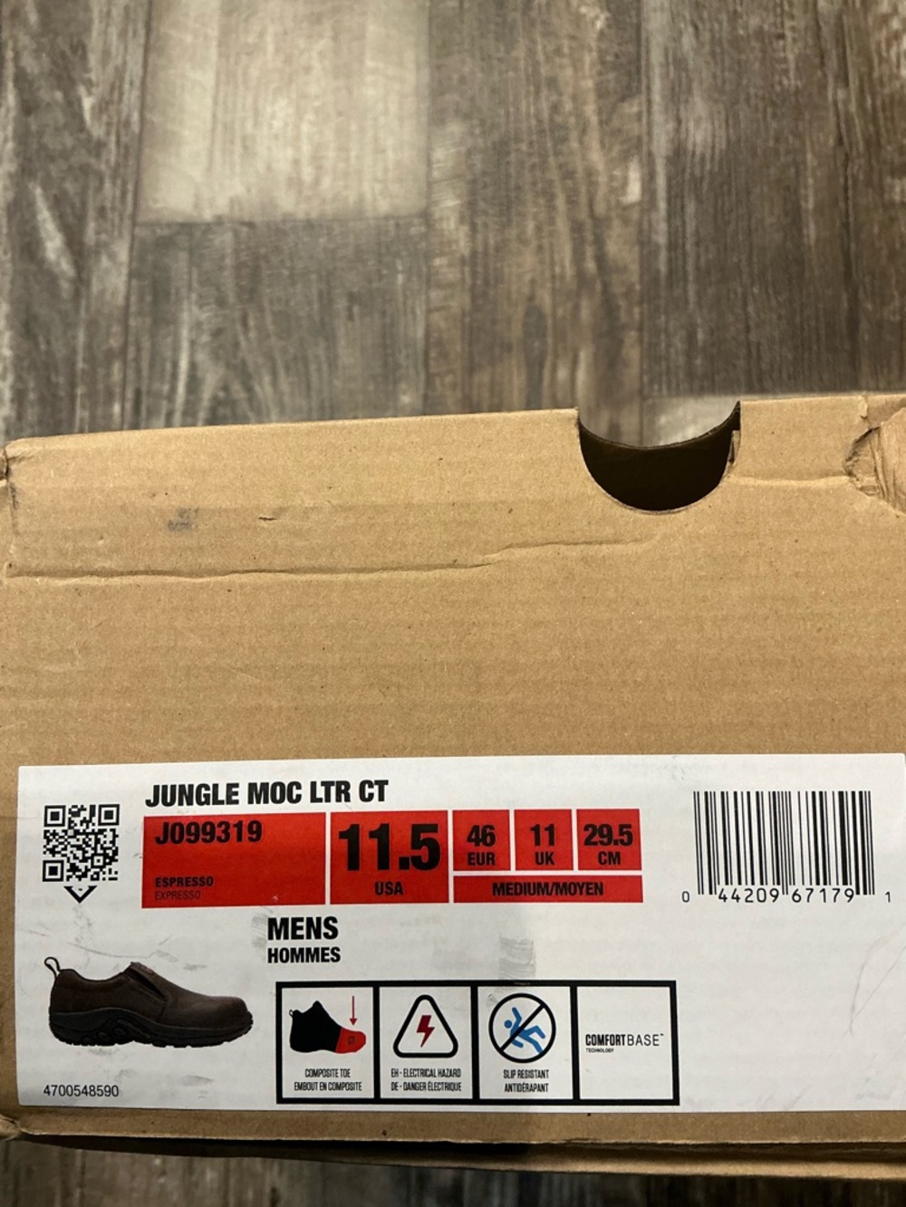 Merrell Men's Dark Brown Leather Slip-On Composite Toe Work Loafer Size 11.5 - Picture 15 of 16
